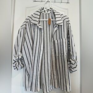 Classic Black and White Striped women oversized Shirt